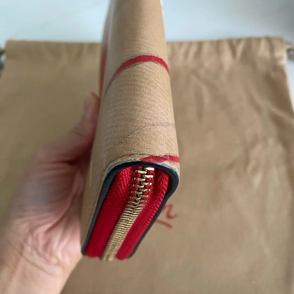 Christian Louboutin Red and Tan Artistic Wallet - Picture 15 of 16